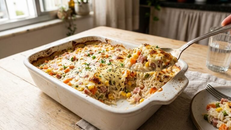 Arroz de forno simples e econômico gratinado com queijo