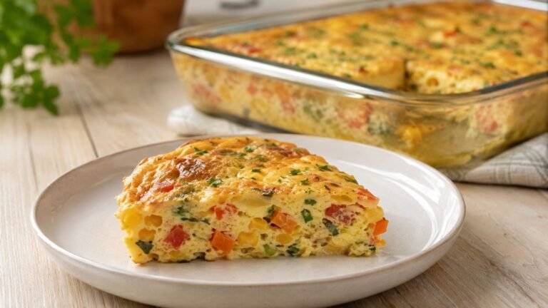 Omelete de forno simples e fácil com legumes e queijo