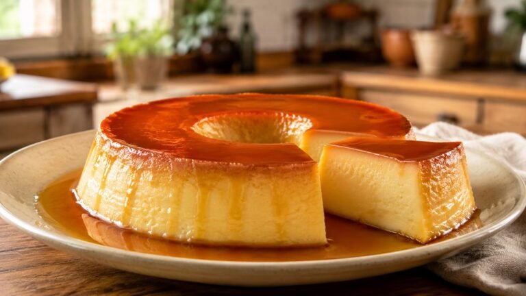 Pudim de leite condensado simples com calda de caramelo